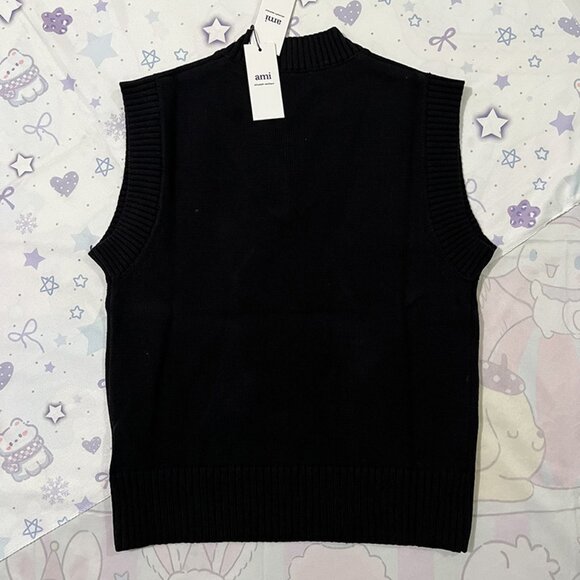 Ami Paris Black V-Neck Knit Vest - Picture 6 of 6